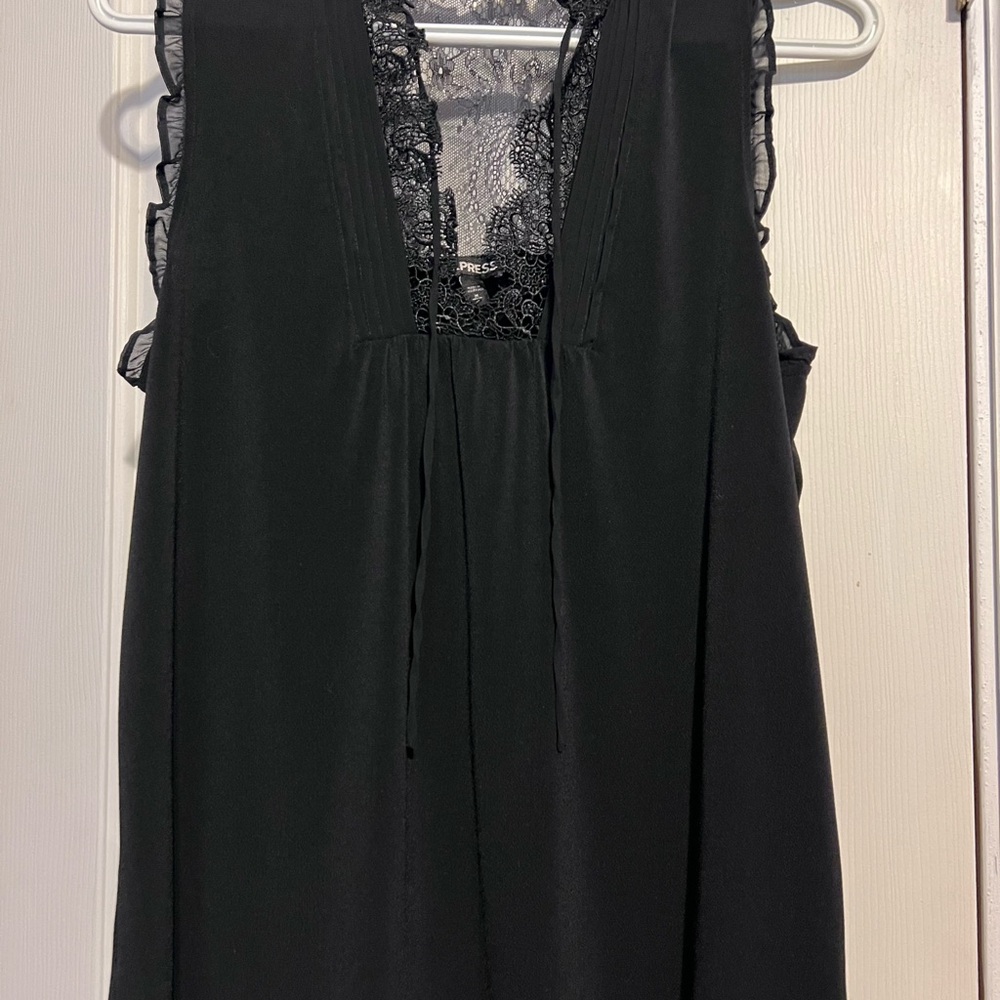 Express Black Lace Trim Sleeveless Top